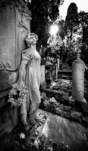 Photo statue in cemetery