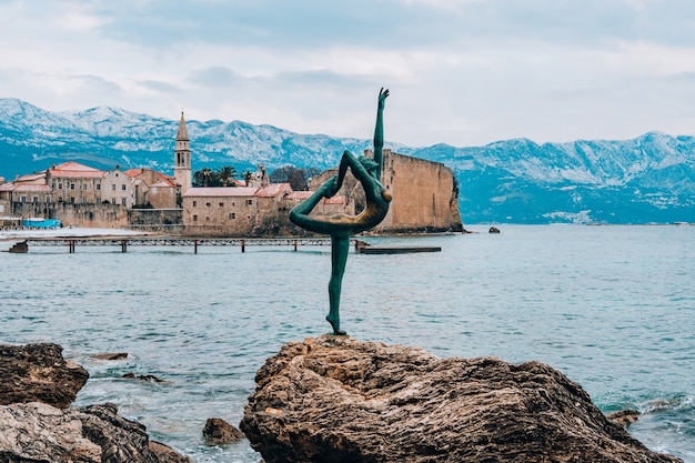 The statue dancer ballerina in budva montenegro