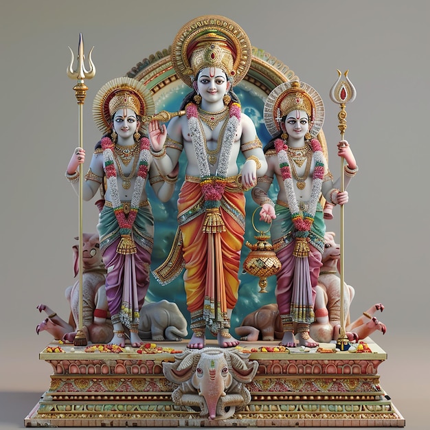 a statue of deities sits on a table
