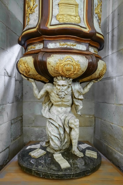 Statue detail in the Santiago de Compostela Cathedral Galicia Spain