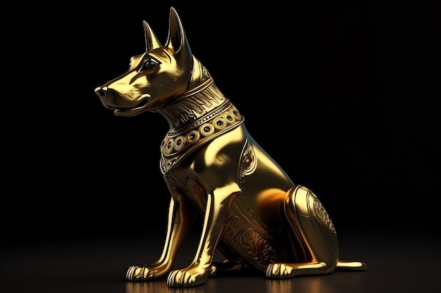 エジプトのシンボルが描かれた犬の像