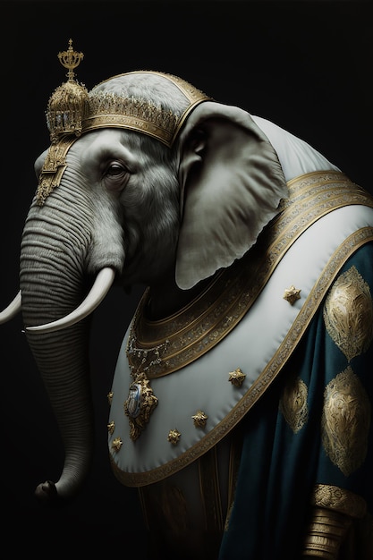 A statue of an elephant with a crown on it