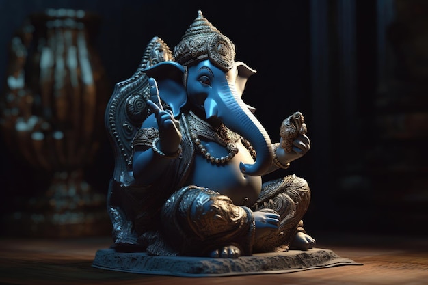 Статуя слона со словом бог на нем