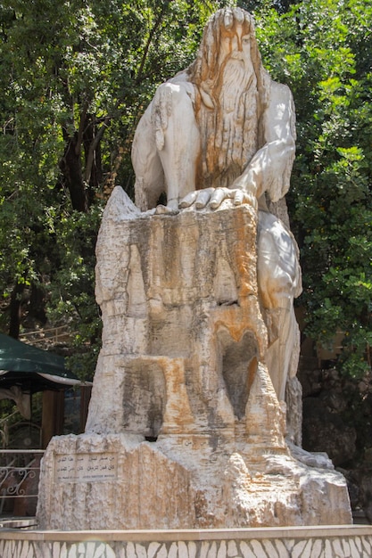 Statue at the entrance to Jeita Grotto Cave in Jounieh, Lebanon