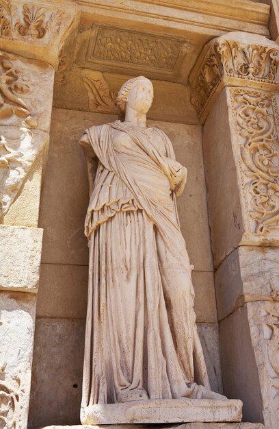 Statue of facade of the library of Celsus Ephesus Turkey