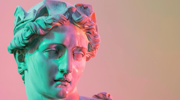 Лицо статуи с пастельным переходом цвета