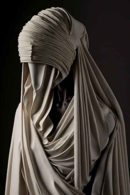 Photo a statue of a faceless goddess with draped high end luxurious fabric for couture fashion design