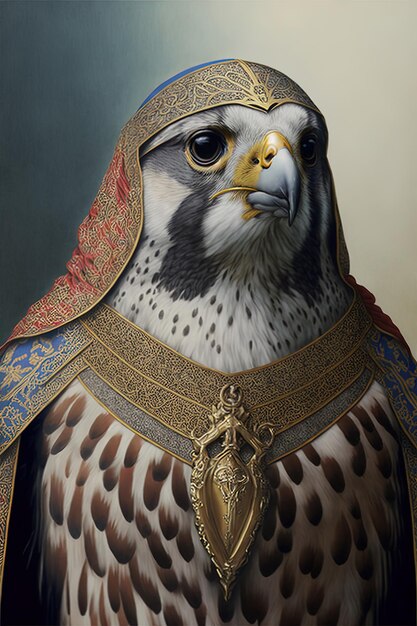 Photo a statue of a falcon with a gold and red headdress