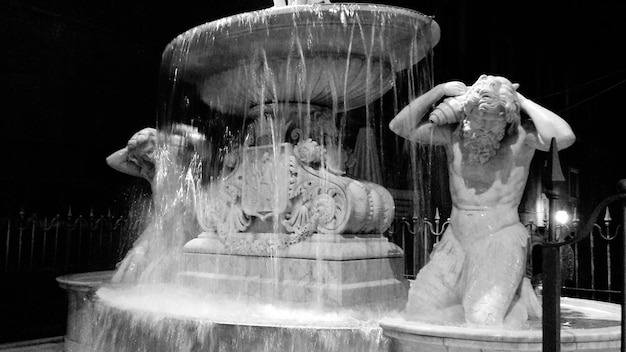 Statue fountain at night