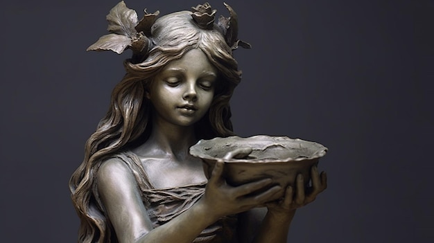 A statue of a girl with a pot in her hand