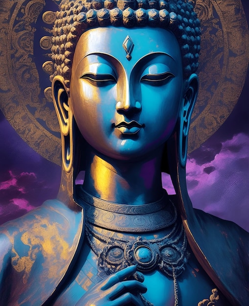 Статуя Бога Будды Иллюстрация, созданная с использованием искусственного интеллекта
