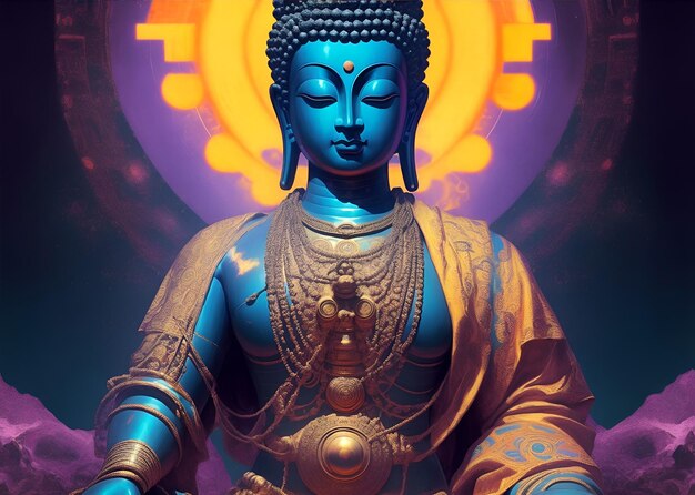 Статуя Бога Будды Иллюстрация, созданная с использованием искусственного интеллекта