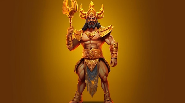 a statue of a god with a gold background