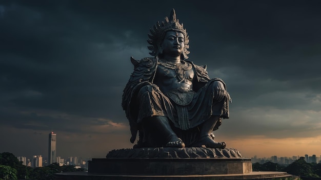 Photo a statue of a god with a sky background