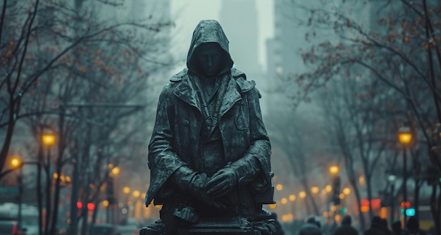 Статуя Хакера в городе