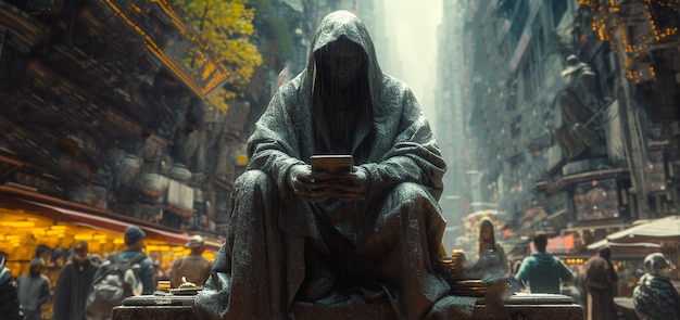 Statue of Hacker in the city