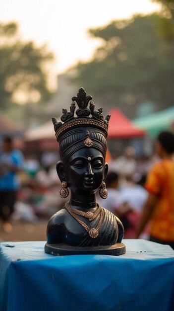 Photo a statue of a head with a crown on it