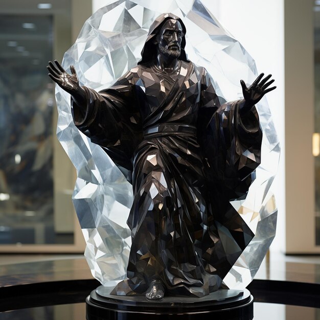 a statue of jesus is made of marble.