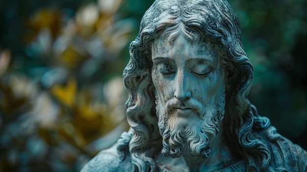 Photo statue of jesus with closed eyes