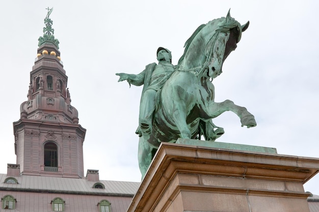 Statue King Frederik the VII on Christiansborg Slotsplads in Copenhagen