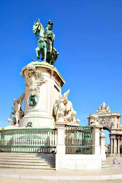 Statue of king Jose on the Commerce square in Lisbon, Portugal