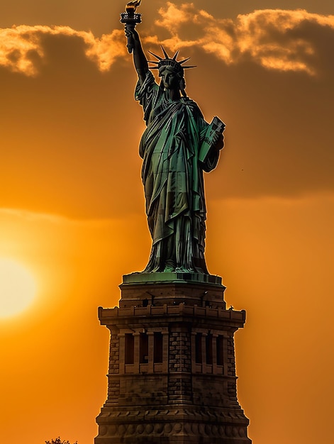 Statue of liberty at golden hour