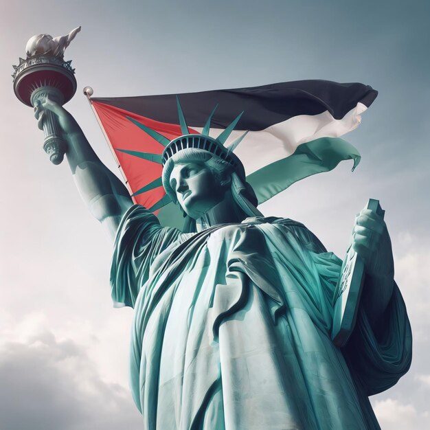 팔레스타인 발을 들고 있는 자유의 여신 (Statue of Liberty) 의 상징적 이미지