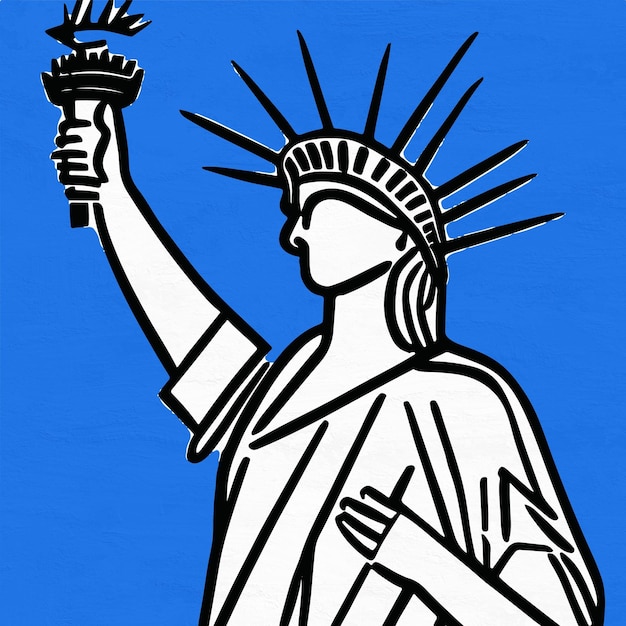 Photo statue of liberty illustration pop art style minimalist new york art