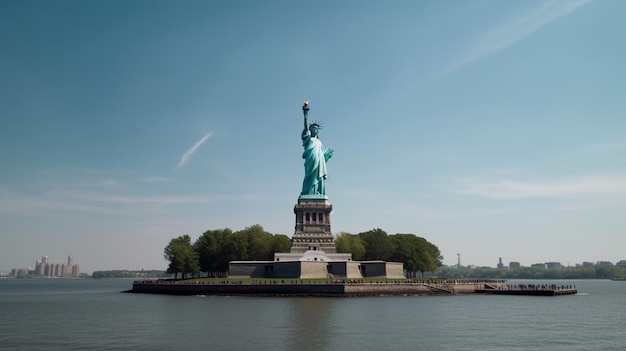 Foto la statua della libertà si trova sull'isola di new york.