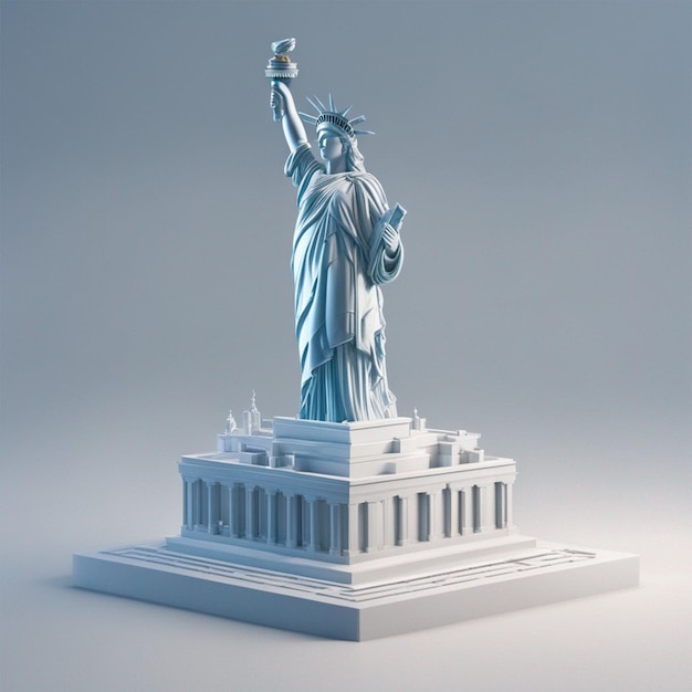 Photo statue of liberty is placed in 3d rectangle