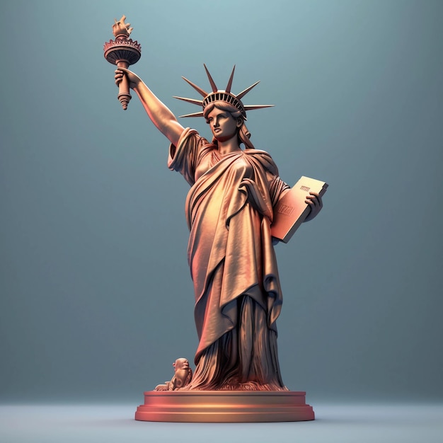 A statue of liberty is shown in a 3d image.