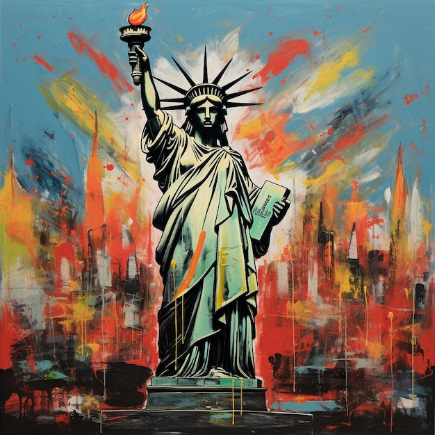 Statue of liberty painting by Van Gogh