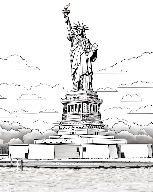 Photo statue of liberty style coloring page