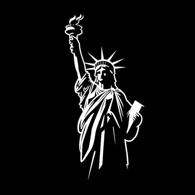 Foto statua della libertà bianca su nero immagine generata dall'ia