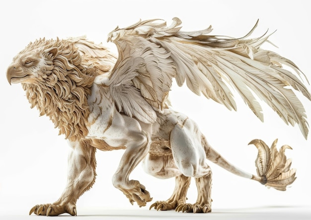 A Statue of a Lion With Wings on Its Back