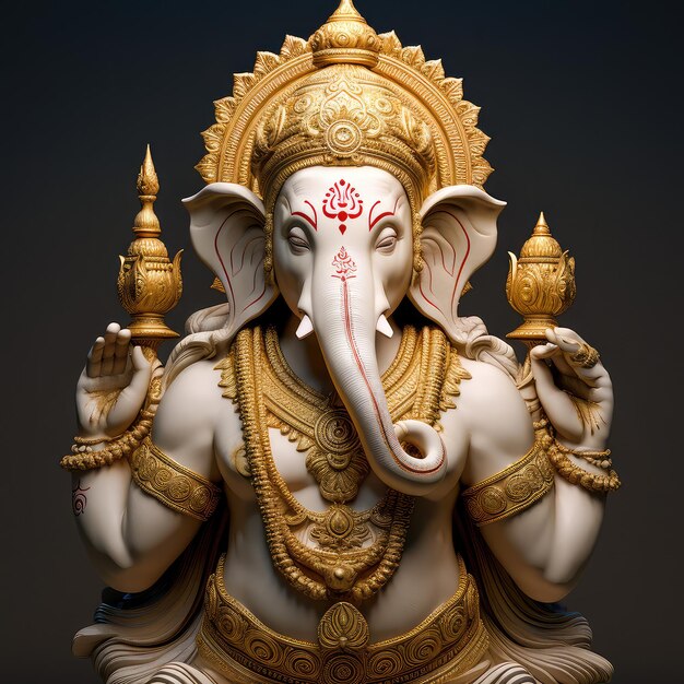 statue of Lord Ganesh with a crown on its head