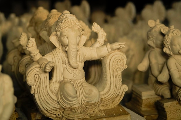 Statue of lord ganesha made from plaster of paris without\
color