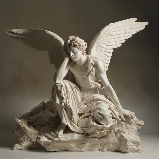 Photo statue of majestic angel with wings