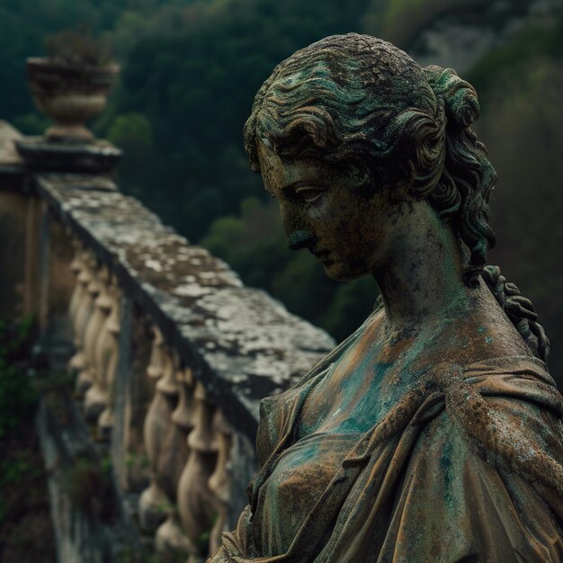 Photo statue of majestic angel with wings