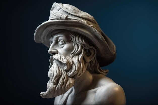 Foto una statua di un uomo che indossa un cappello