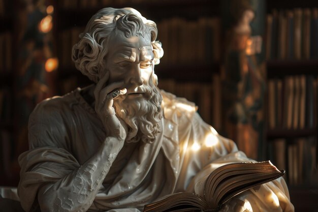 Foto statua di un uomo con la barba e il colore oro