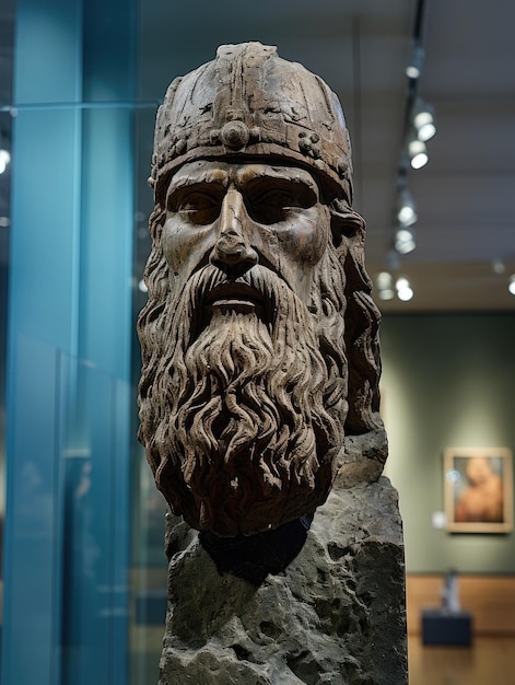 Foto una statua di un uomo con la barba