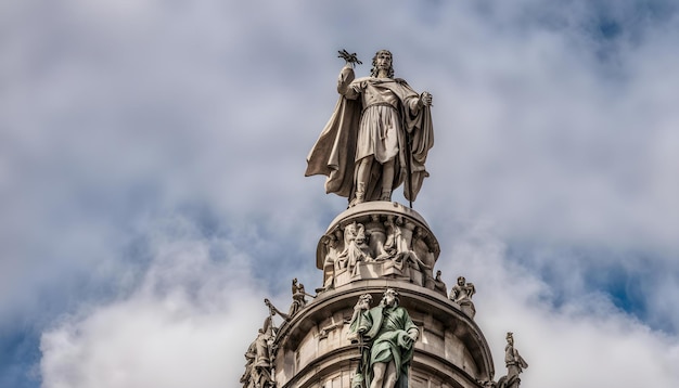 statue of a man with a bird on his shoulder