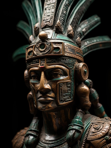 статуя человека с короной и перьями