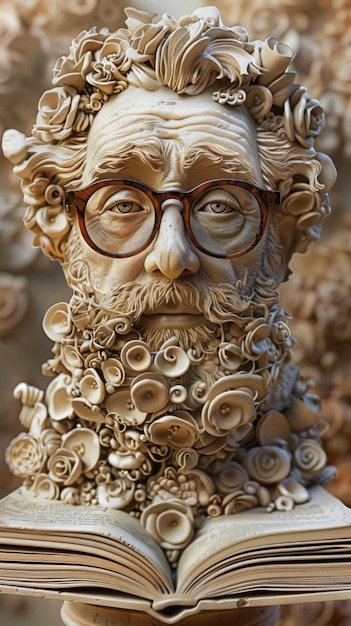 a statue of a man with glasses and a beard