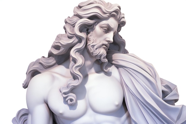 Statue of Michelangelo isolated on white background Florence Italy