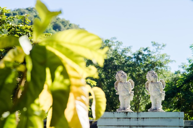 Statue in park against clear sky