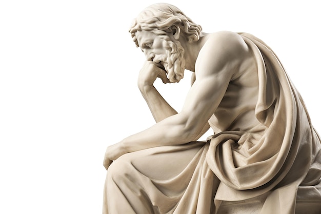 Статуя философа на белом фоне Сгенерировано AI
