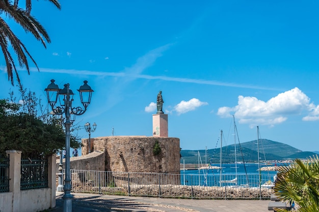 Statue above the port of Alghero