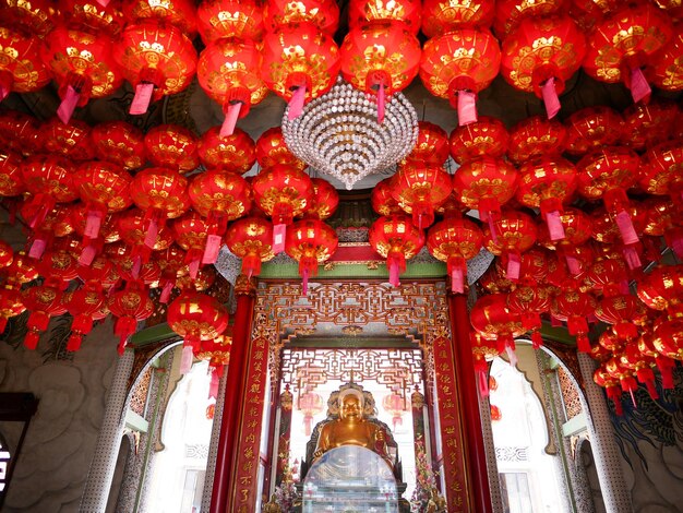 Statue in red building